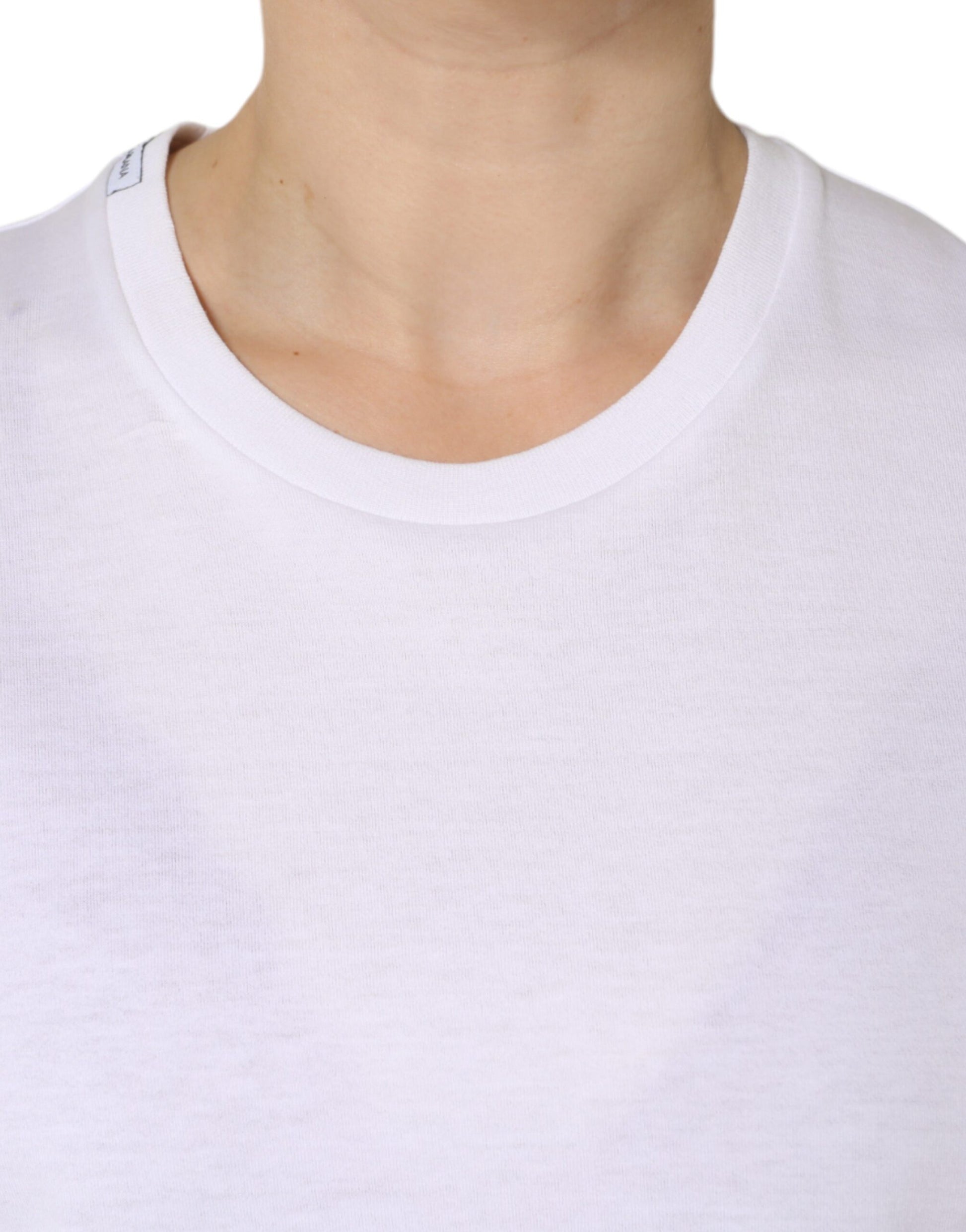 Dolce & Gabbana White Cotton Sleeveless Crew Neck T-shirt by Dolce & Gabbana
