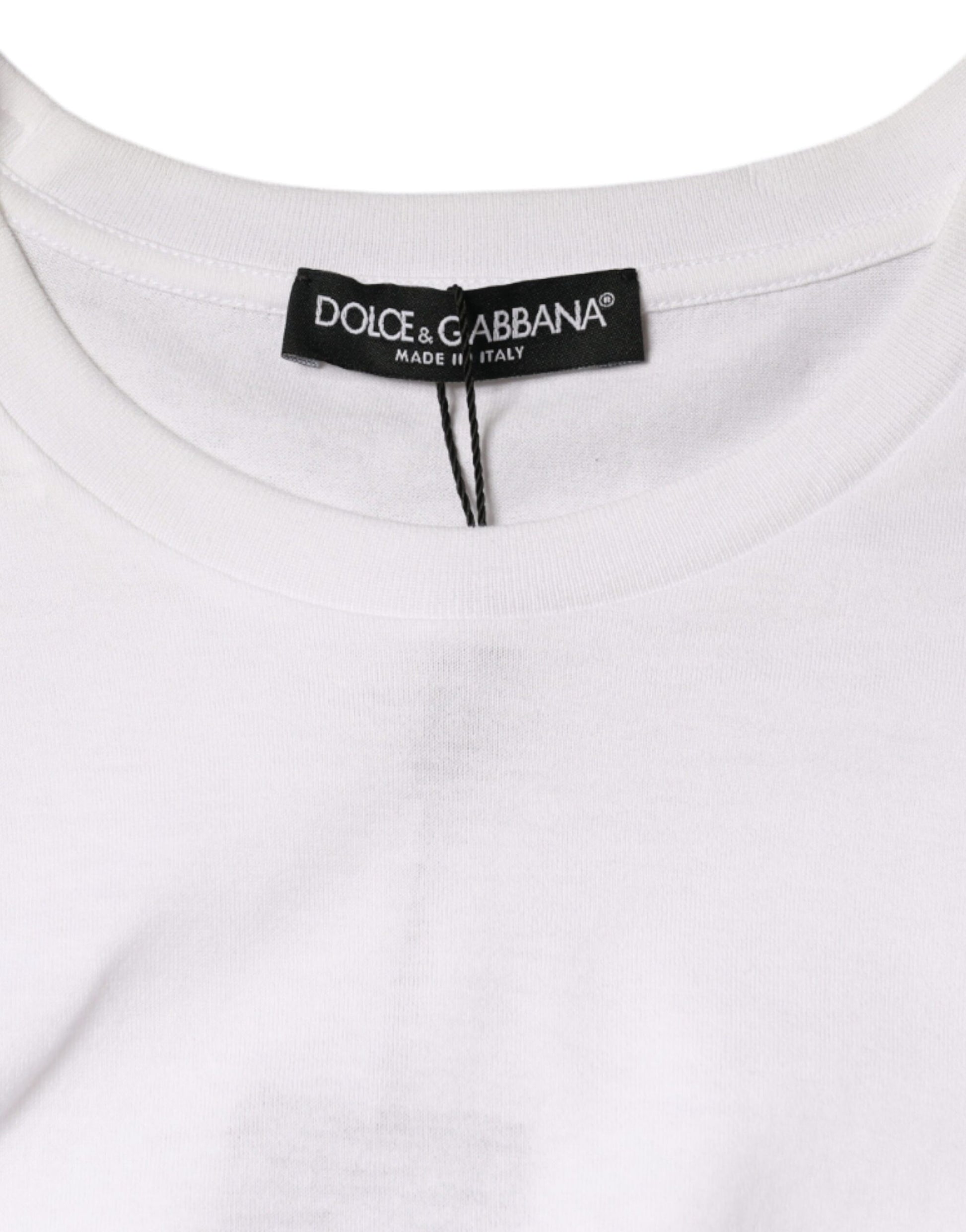 Dolce & Gabbana White Cotton Sleeveless Crew Neck T-shirt by Dolce & Gabbana