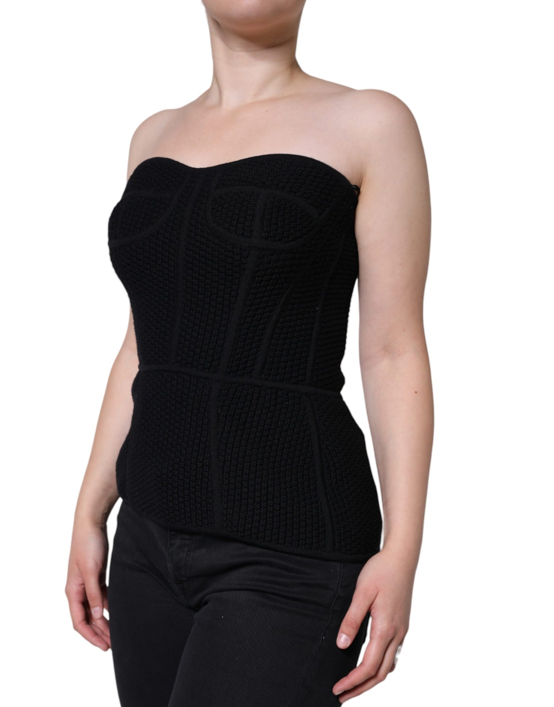 Dolce & Gabbana Black Bustier Sleeveless Corset Blouse Top by Dolce & Gabbana