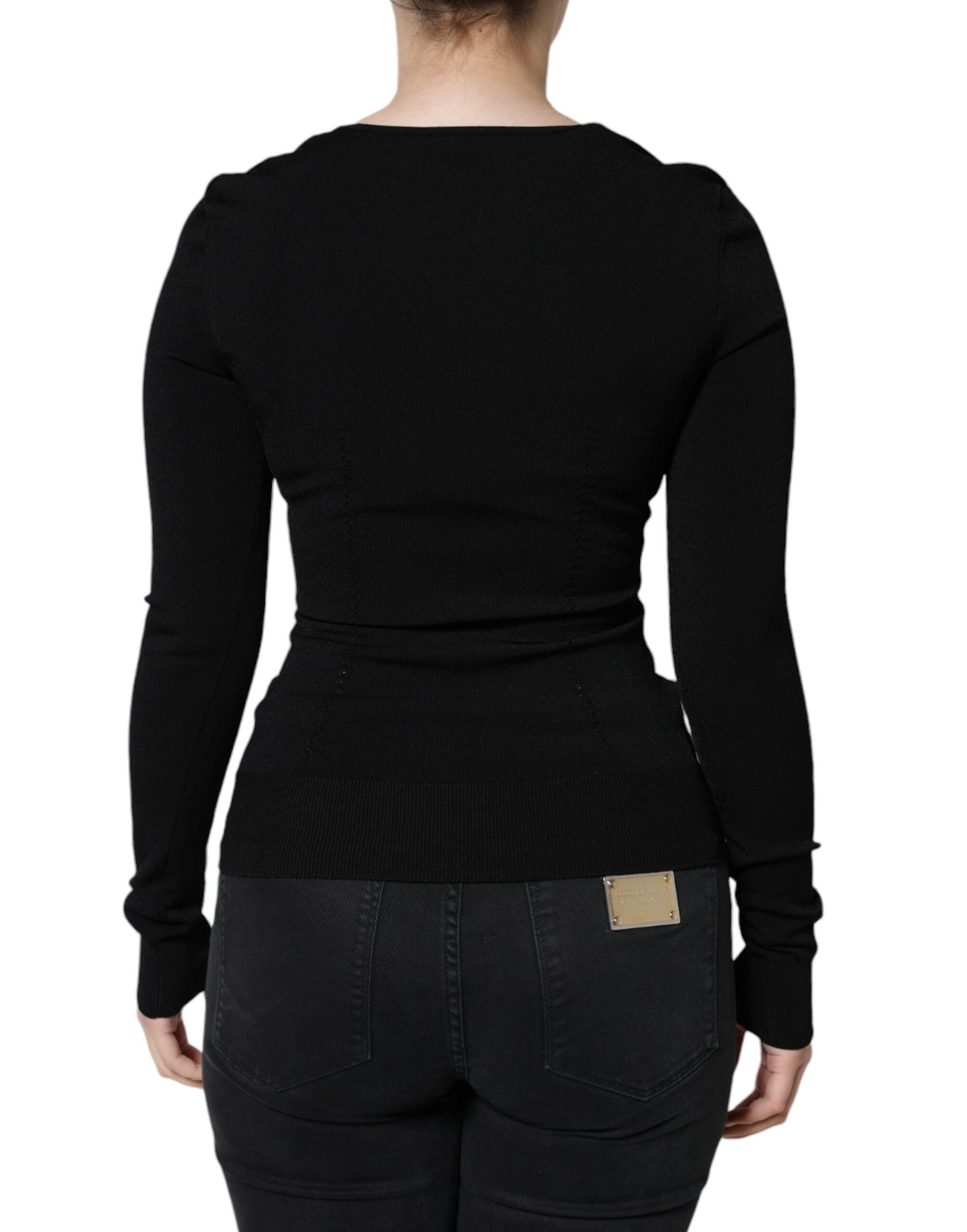 Dolce & Gabbana Black Long Sleeves Blouse Square Neck Top by Dolce & Gabbana