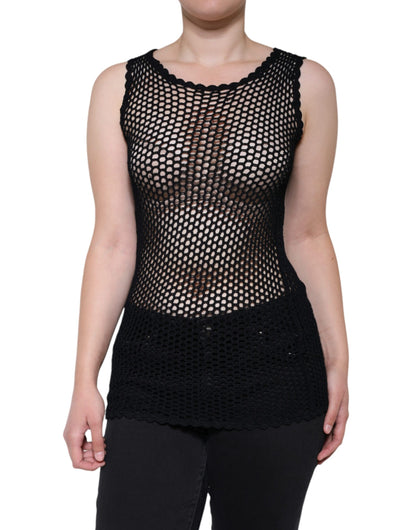 Dolce & Gabbana Black Mesh See Through Sleeveless Tank Top by Dolce & Gabbana