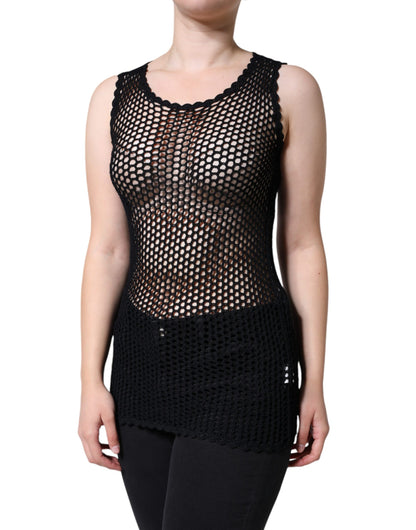 Dolce & Gabbana Black Mesh See Through Sleeveless Tank Top by Dolce & Gabbana