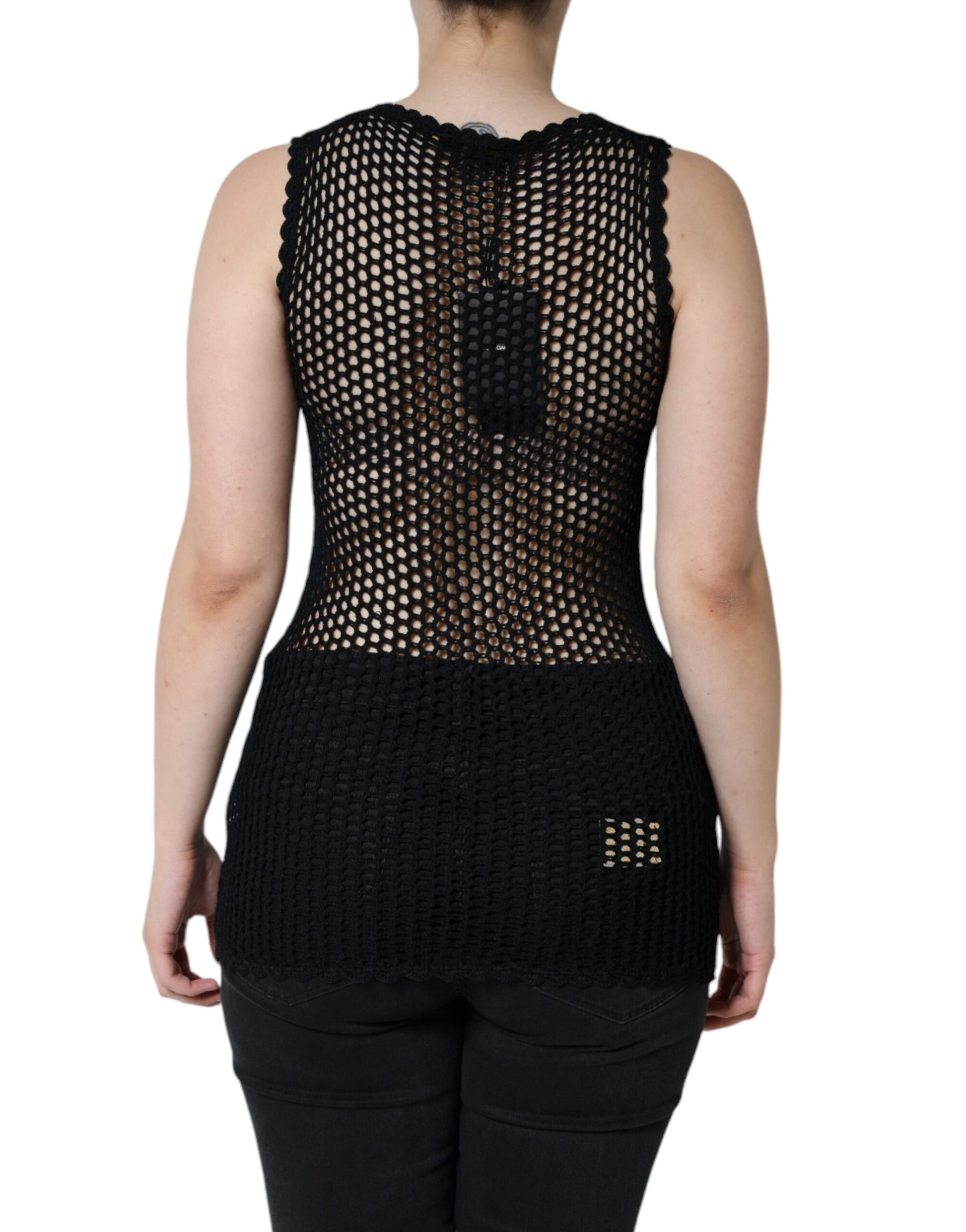 Dolce & Gabbana Black Mesh See Through Sleeveless Tank Top by Dolce & Gabbana