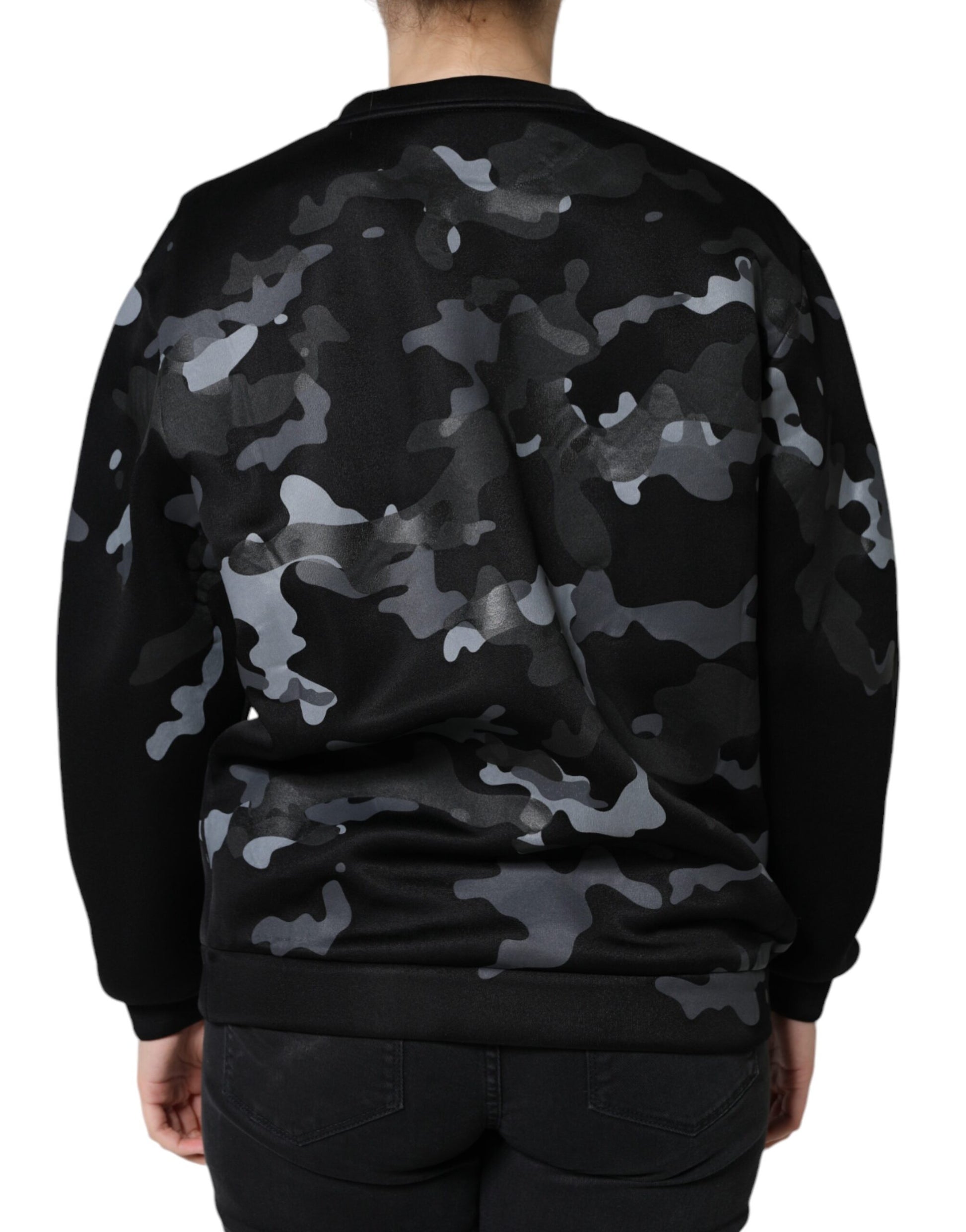 Dolce & Gabbana Black Camouflage Round Neck Sweatshirt Sweater by Dolce & Gabbana