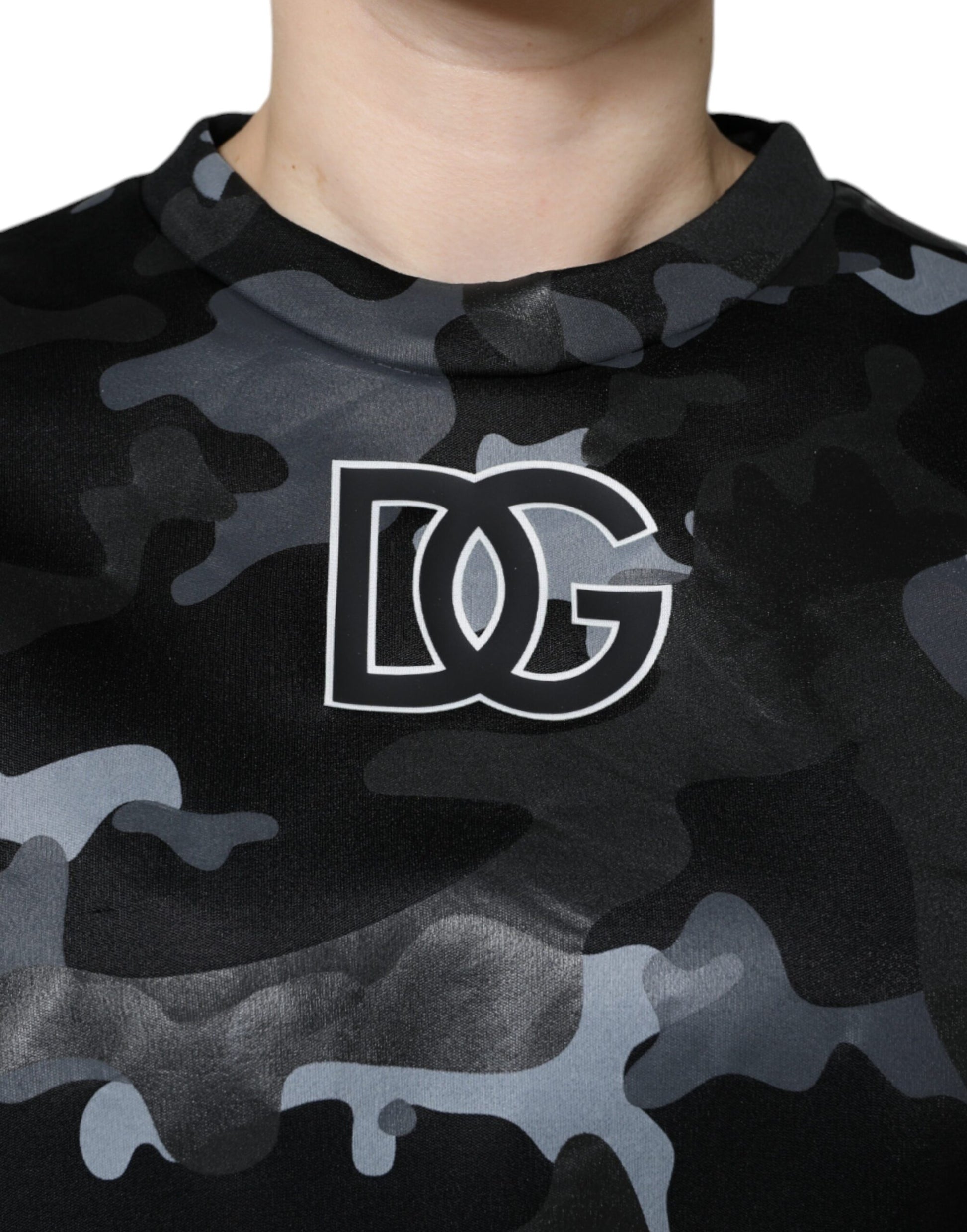 Dolce & Gabbana Black Camouflage Round Neck Sweatshirt Sweater by Dolce & Gabbana