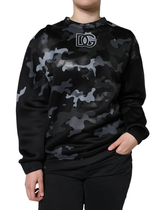 Dolce & Gabbana Black Camouflage Round Neck Sweatshirt Sweater by Dolce & Gabbana