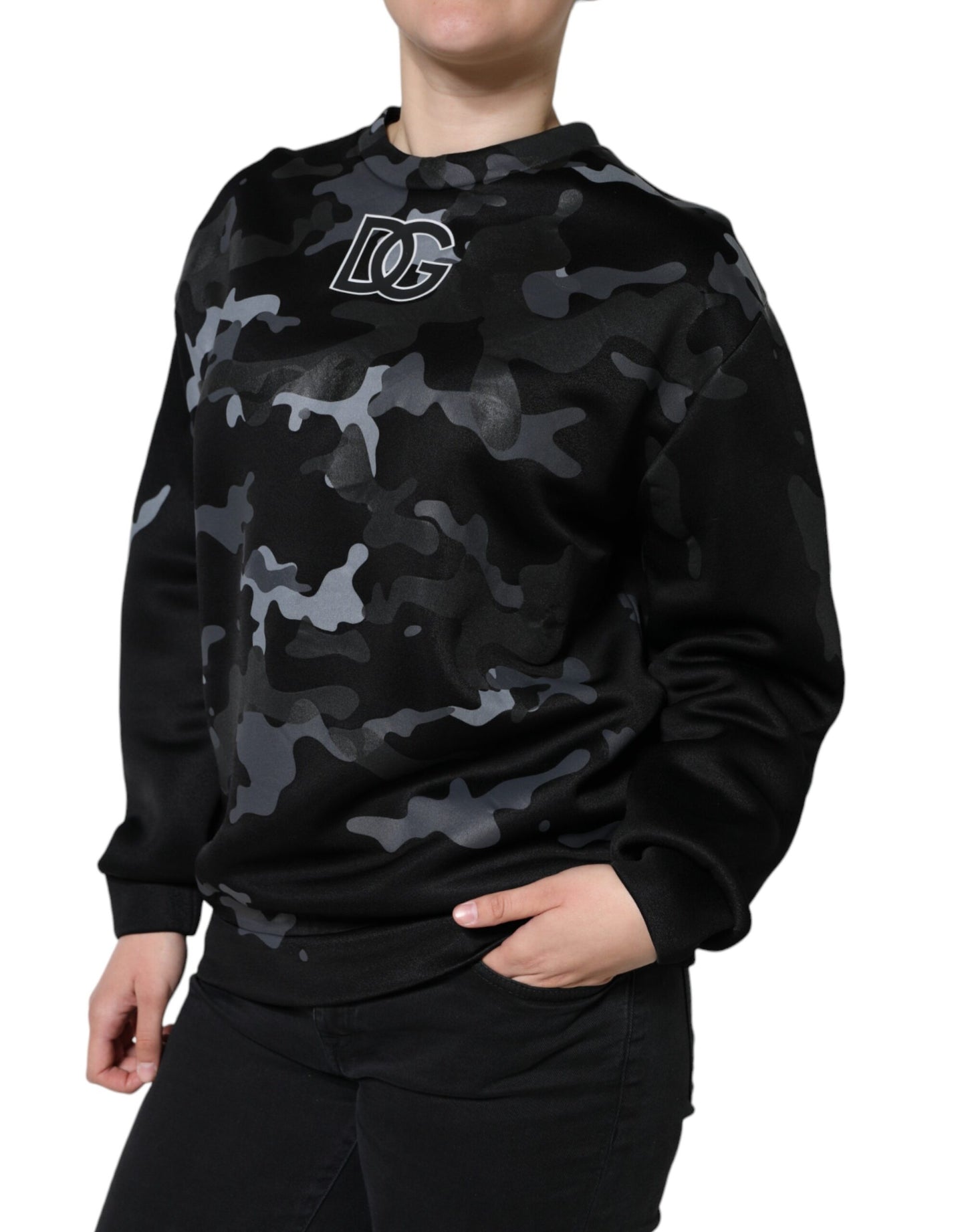 Dolce & Gabbana Black Camouflage Round Neck Sweatshirt Sweater by Dolce & Gabbana
