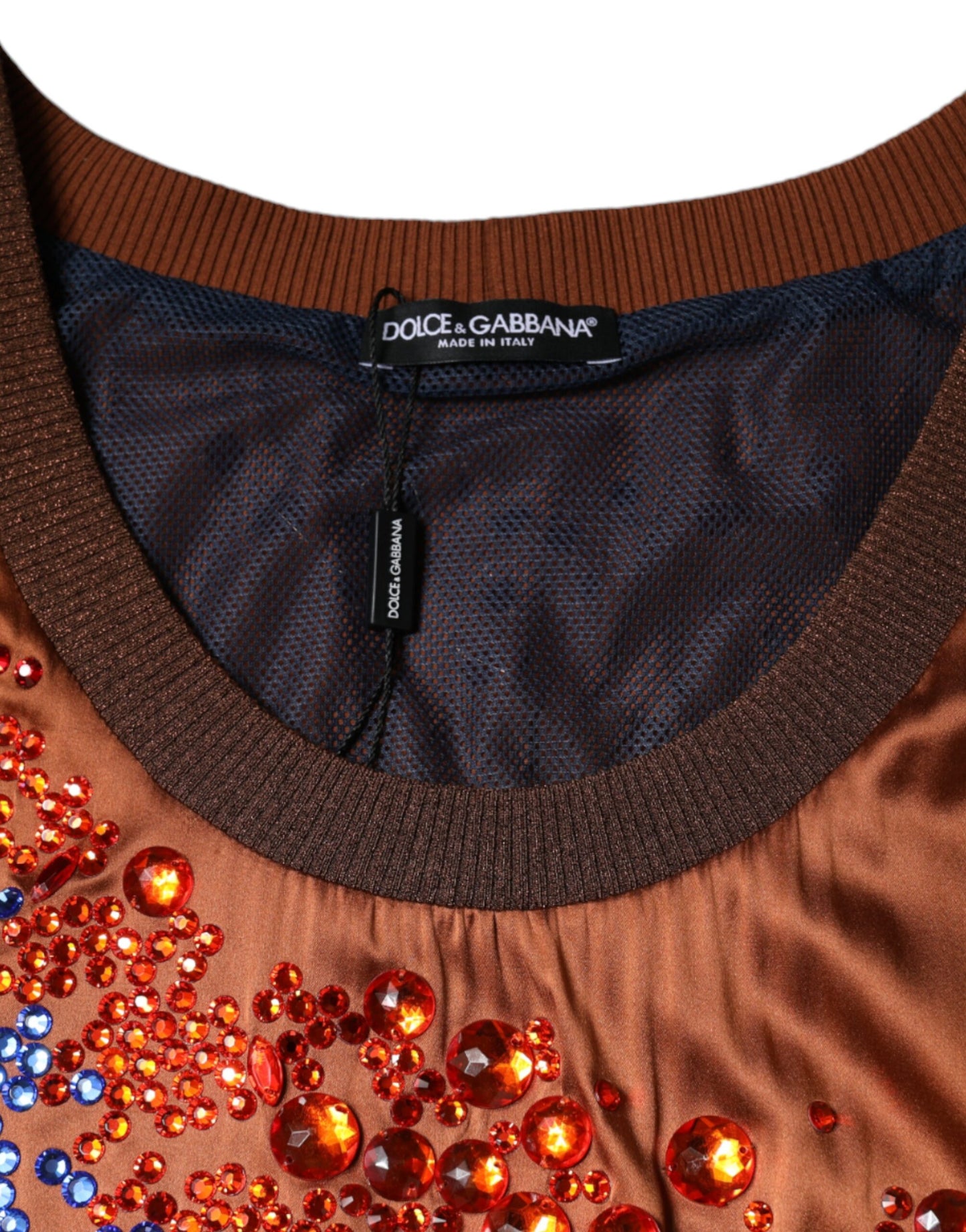 Dolce & Gabbana Brown Crystal Embellished Sleeveless Tank Top by Dolce & Gabbana