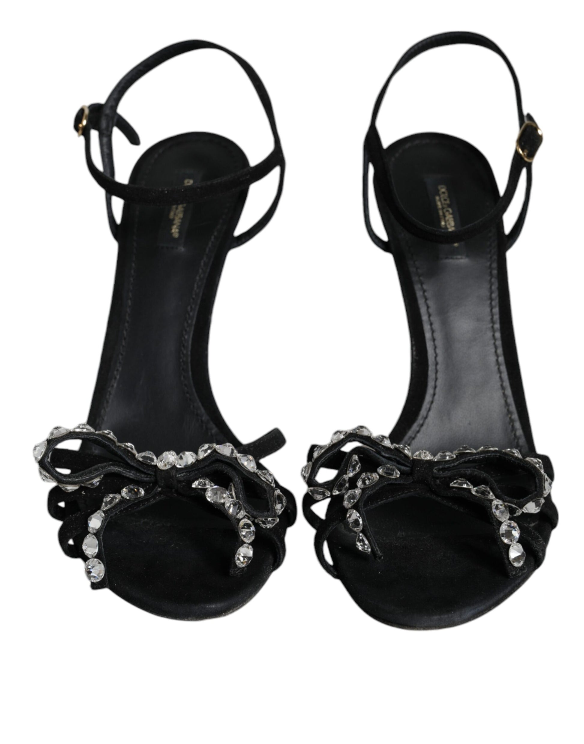 Dolce & Gabbana Black Suede Crystals KEIRA Sandals Shoes by Dolce & Gabbana