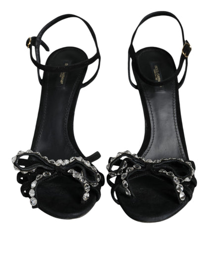 Dolce & Gabbana Black Suede Crystals KEIRA Sandals Shoes by Dolce & Gabbana