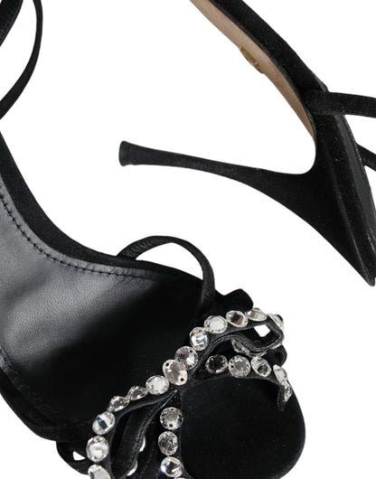 Dolce & Gabbana Black Suede Crystals KEIRA Sandals Shoes by Dolce & Gabbana