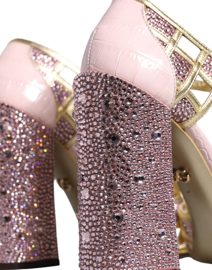 Dolce & Gabbana Pink Strass Crystals T-strap Sandals Shoes by Dolce & Gabbana