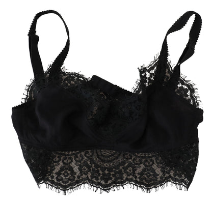 Sous-vêtements bralette extensible en dentelle florale noire Dolce &amp; Gabbana