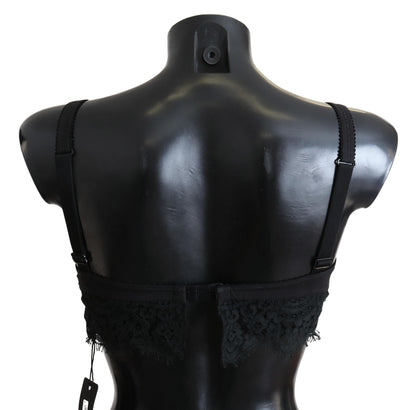 Sous-vêtements bralette extensible en dentelle florale noire Dolce &amp; Gabbana