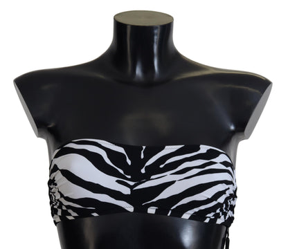 Haut de bikini bandeau Dolce &amp; Gabbana à imprimé zèbre noir et blanc