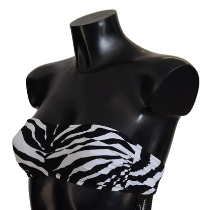 Haut de bikini bandeau Dolce &amp; Gabbana à imprimé zèbre noir et blanc