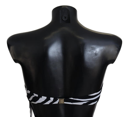 Haut de bikini bandeau Dolce &amp; Gabbana à imprimé zèbre noir et blanc