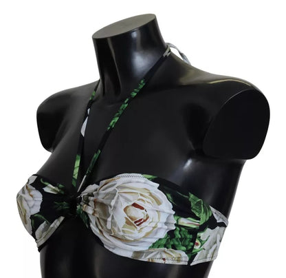 Haut de bikini dos nu à fleurs noires Dolce &amp; Gabbana