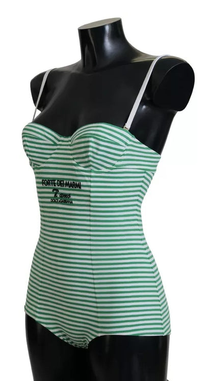 Maillot de bain une pièce Dolce &amp; Gabbana à rayures blanches et vertes