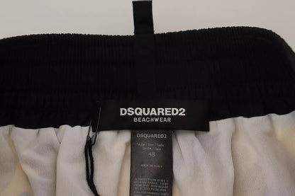 Maillot de bain short de plage en nylon imprimé jaune et noir Dsquared²