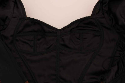 Dolce & Gabbana Black Brown Floral Brocade A-Line Dress