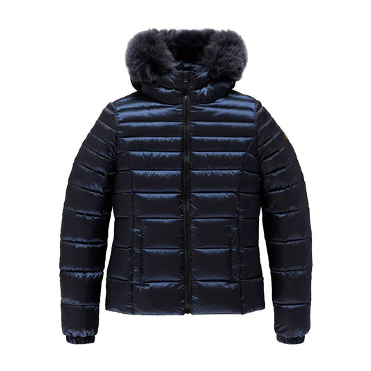 Veste Refrigiwear en nylon bleu pour femme avec rembourrage en plumes