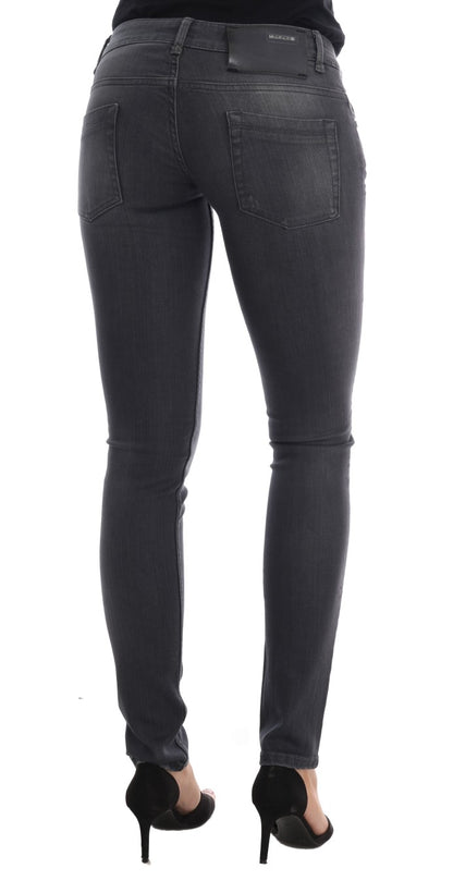 Eight Gray Cotton Slim Fit Denim Jeans