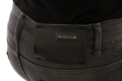 Eight Gray Cotton Slim Fit Denim Jeans