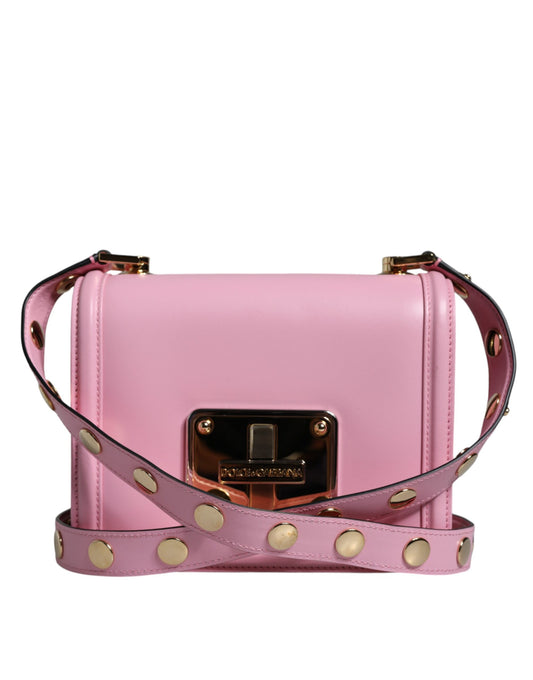 Sac bandoulière clouté en cuir rose pâle LOLA de Dolce &amp; Gabbana