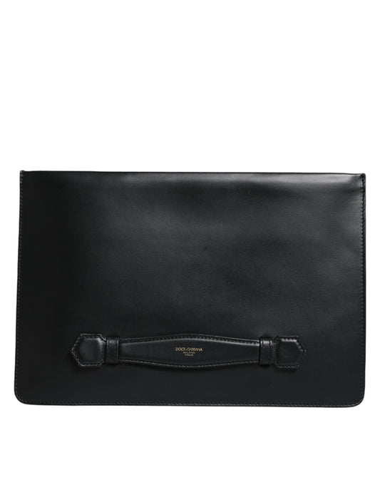 Sac pochette méditerranéen en cuir de veau noir Dolce &amp; Gabbana