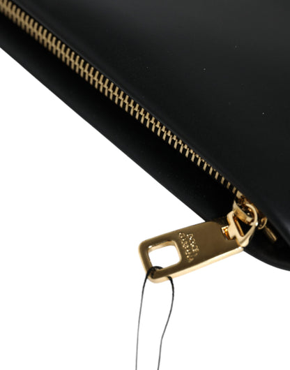 Sac pochette méditerranéen en cuir de veau noir Dolce &amp; Gabbana
