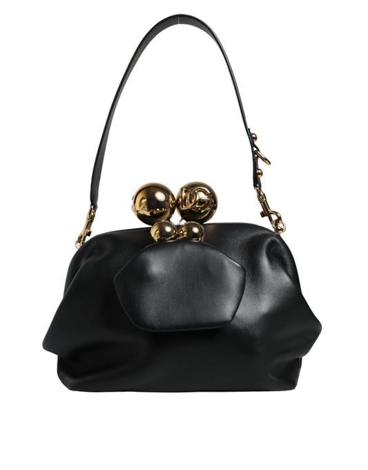 Pochette à bandoulière en cuir de veau noir Dolce &amp; Gabbana