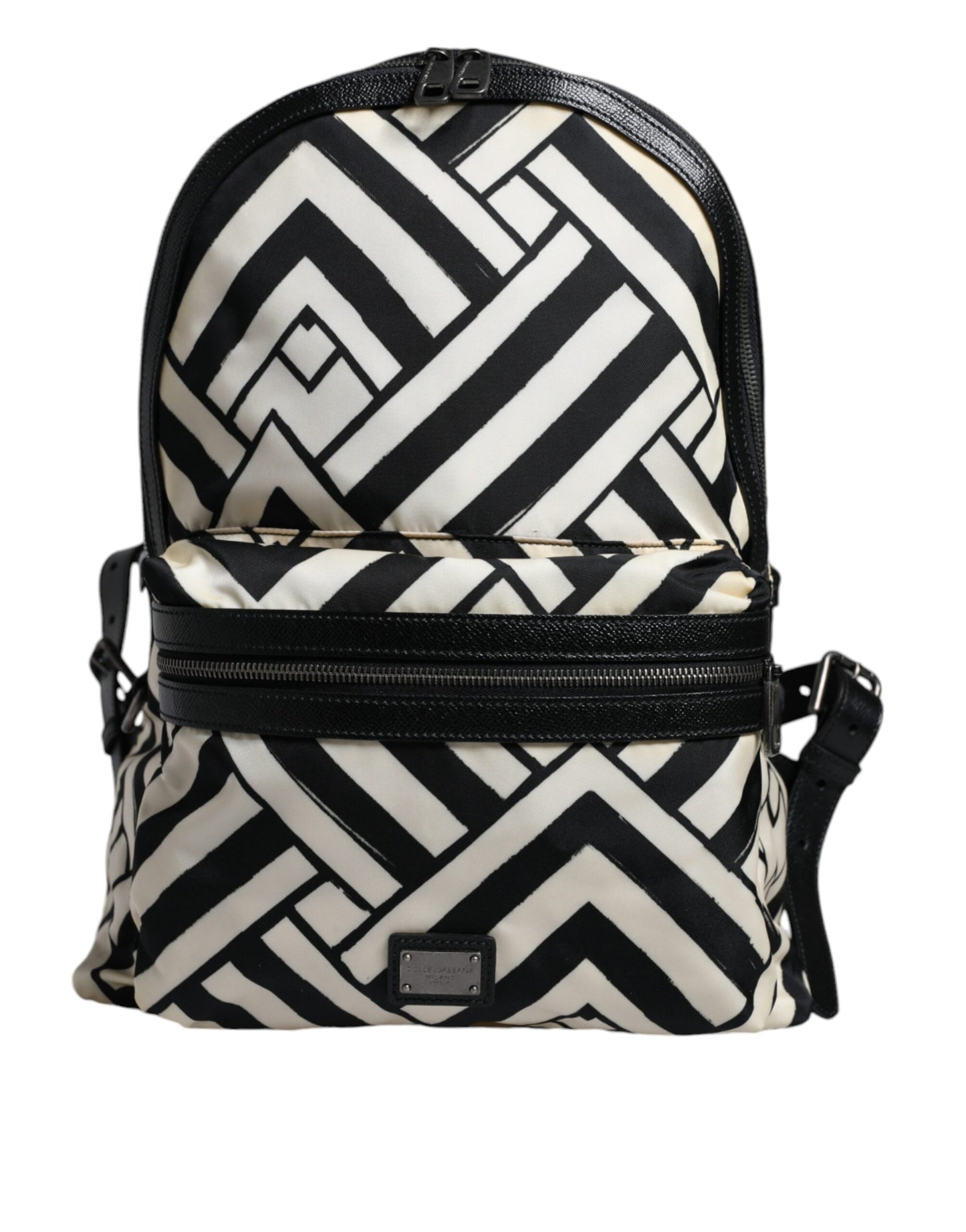 Sac à dos de voyage Dolce &amp; Gabbana en cuir et nylon noir et blanc