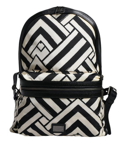 Sac à dos de voyage Dolce &amp; Gabbana en cuir et nylon noir et blanc