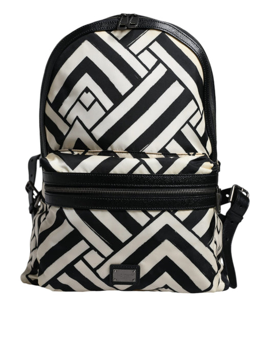 Sac à dos de voyage Dolce &amp; Gabbana en cuir et nylon noir et blanc