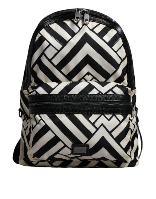 Sac à dos de voyage Dolce &amp; Gabbana en cuir et nylon noir et blanc