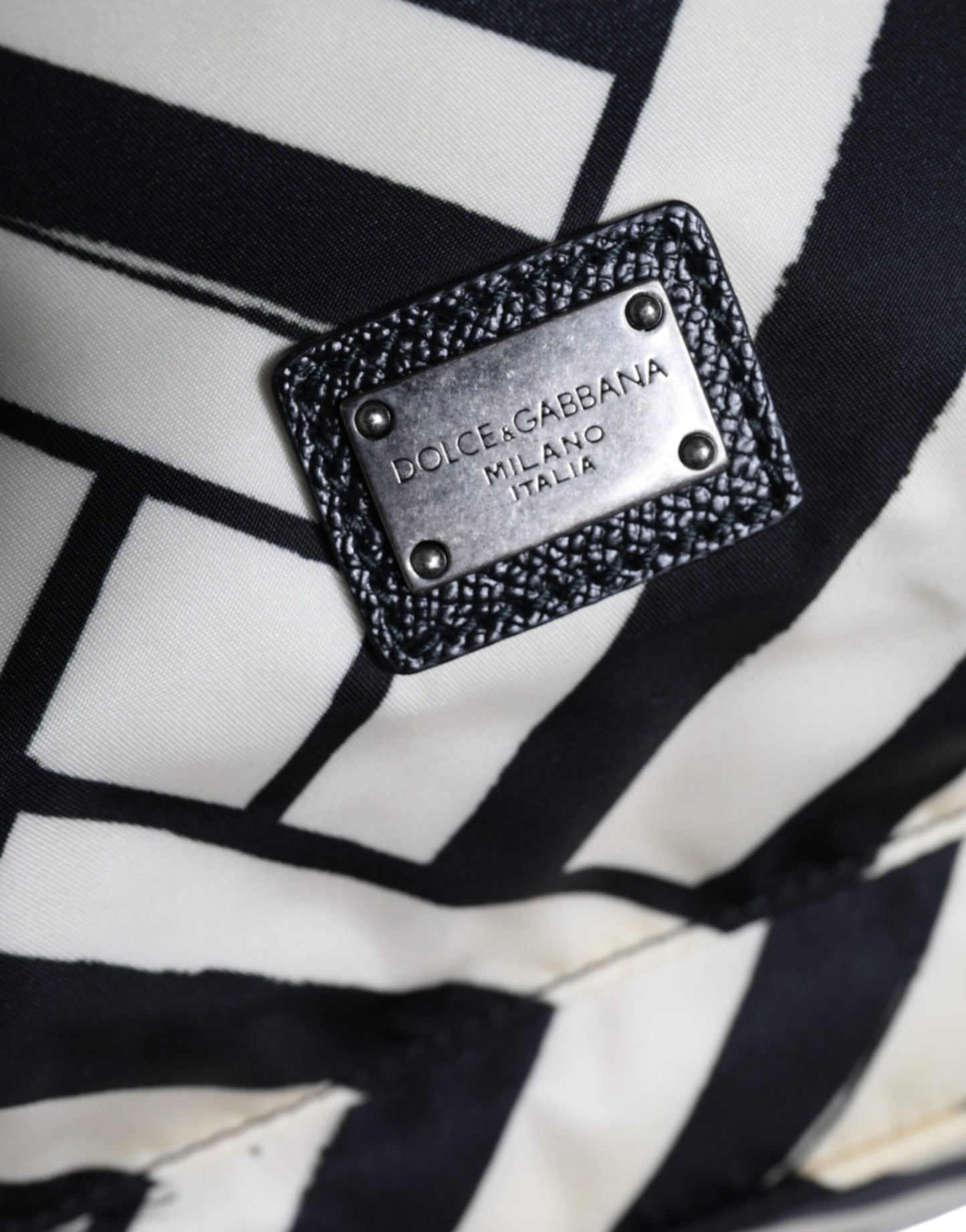 Sac à dos de voyage Dolce &amp; Gabbana en cuir et nylon noir et blanc