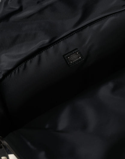 Sac à dos de voyage Dolce &amp; Gabbana en cuir et nylon noir et blanc
