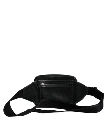 Sac banane Dolce &amp; Gabbana en cuir noir avec logo LED et ceinture