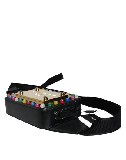 Sac banane Dolce &amp; Gabbana en cuir noir avec logo LED et ceinture