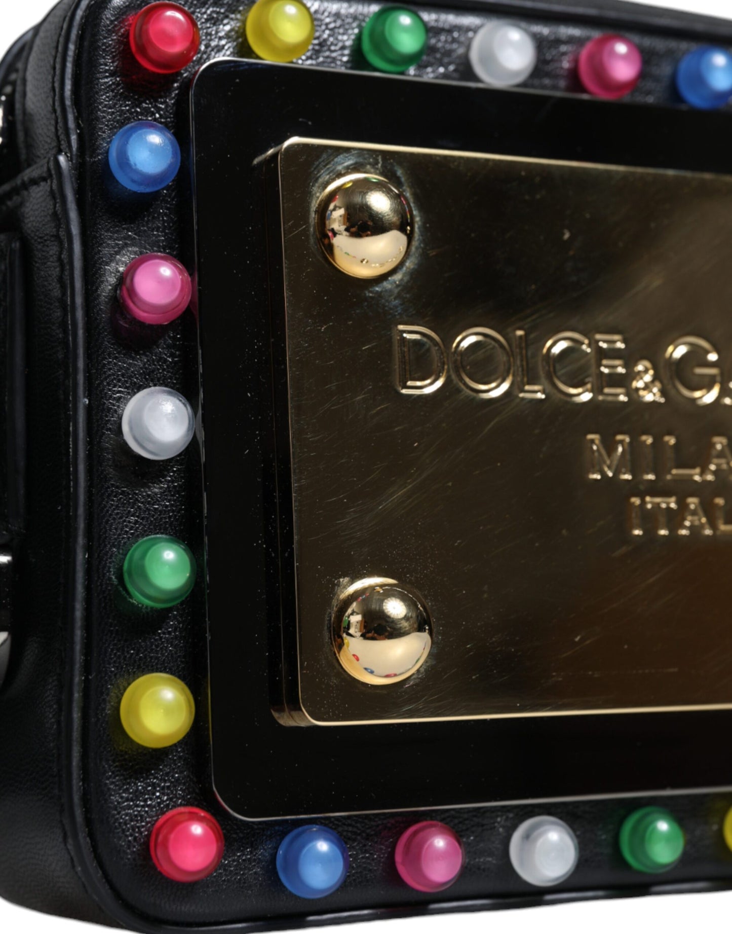 Sac banane Dolce &amp; Gabbana en cuir noir avec logo LED et ceinture