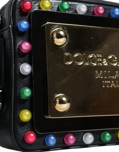 Sac banane Dolce &amp; Gabbana en cuir noir avec logo LED et ceinture