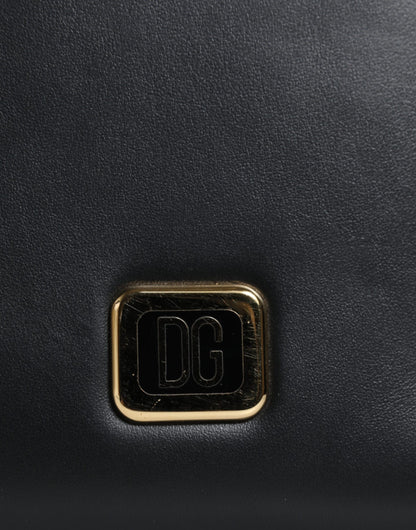 Portefeuille tour de cou en cuir noir Dolce &amp; Gabbana avec plaque logo et porte-cartes