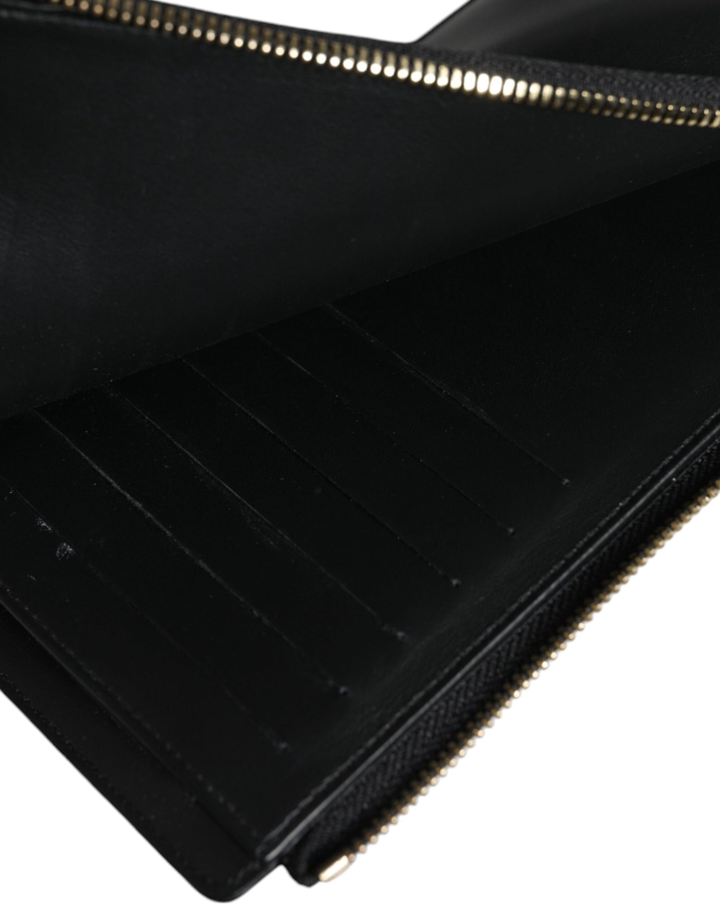 Portefeuille tour de cou en cuir noir Dolce &amp; Gabbana avec plaque logo et porte-cartes