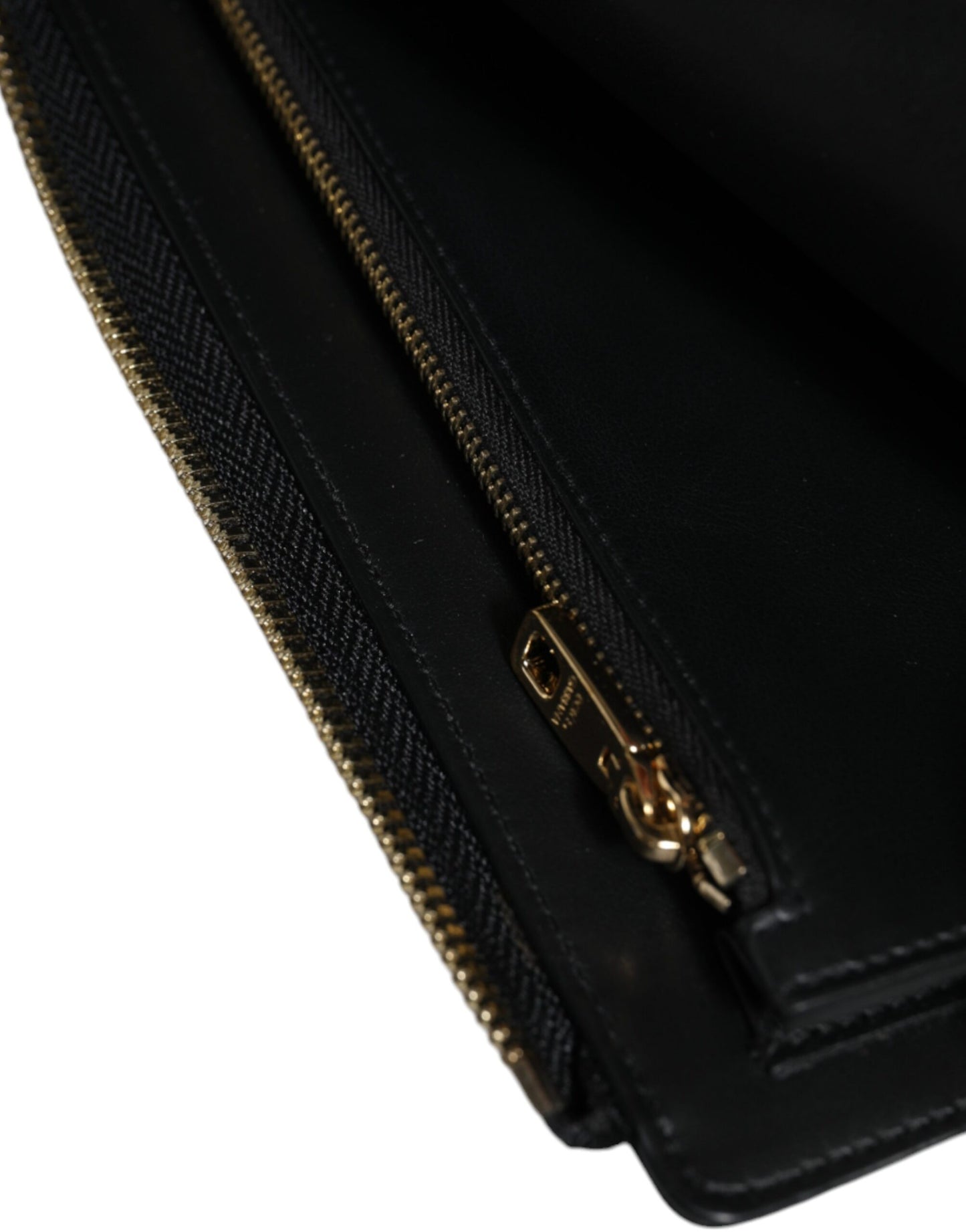 Portefeuille tour de cou en cuir noir Dolce &amp; Gabbana avec plaque logo et porte-cartes