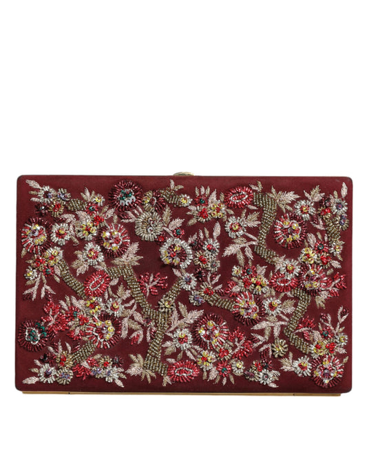 Pochette de soirée Dolce &amp; Gabbana en velours bordeaux avec cadre doré
