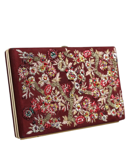 Pochette de soirée Dolce &amp; Gabbana en velours bordeaux avec cadre doré