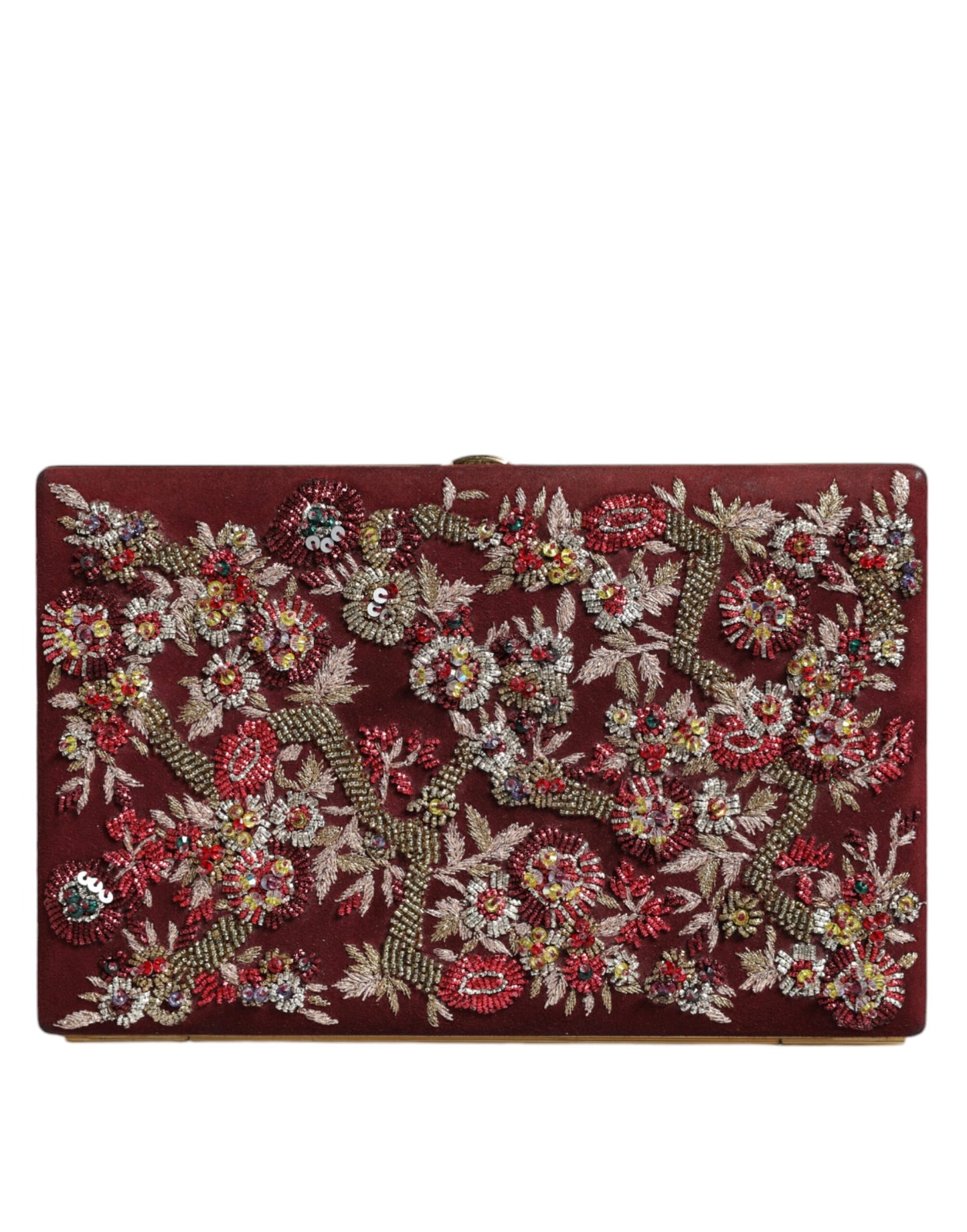 Pochette de soirée Dolce &amp; Gabbana en velours bordeaux avec cadre doré