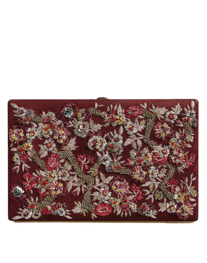 Pochette de soirée Dolce &amp; Gabbana en velours bordeaux avec cadre doré