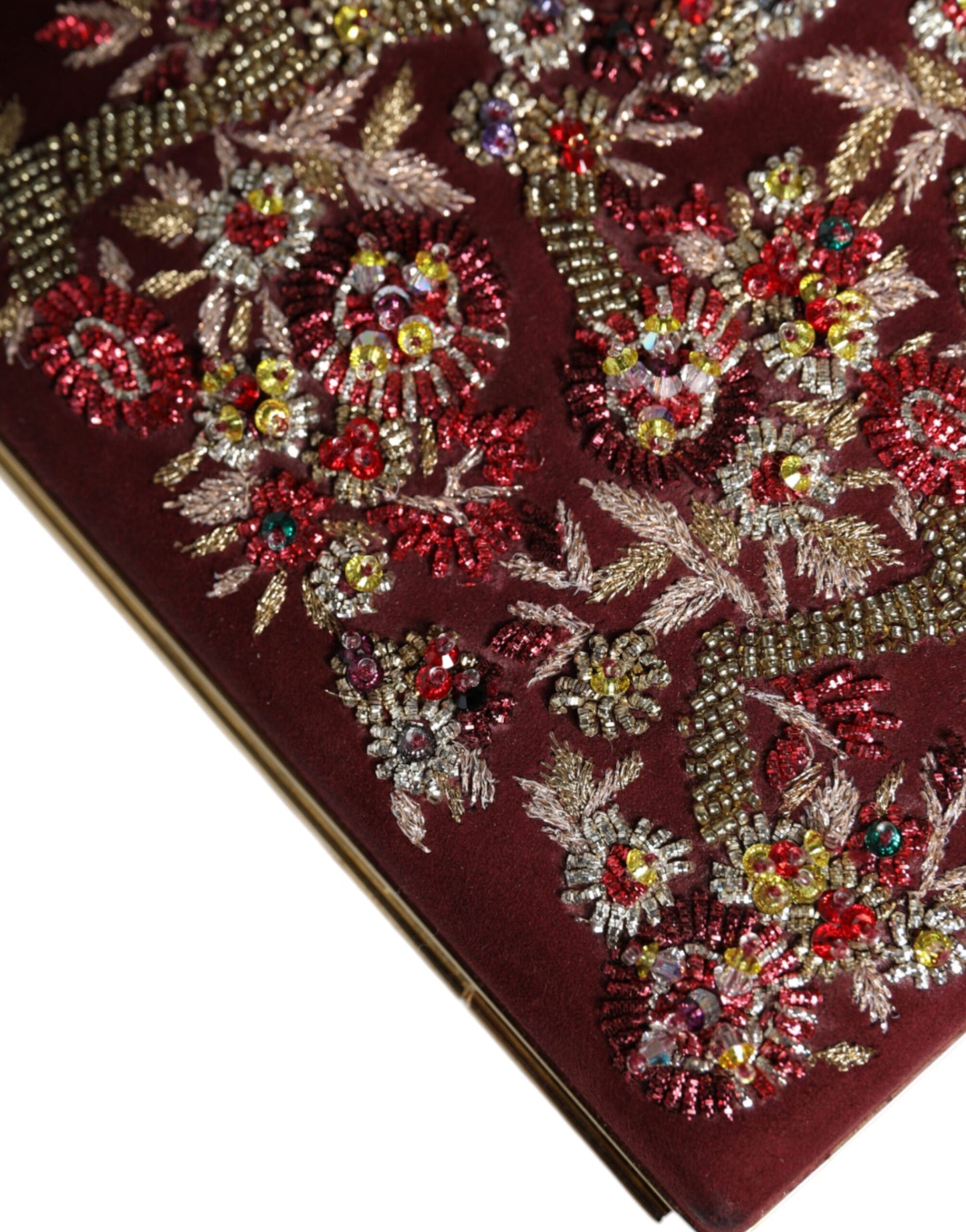 Pochette de soirée Dolce &amp; Gabbana en velours bordeaux avec cadre doré